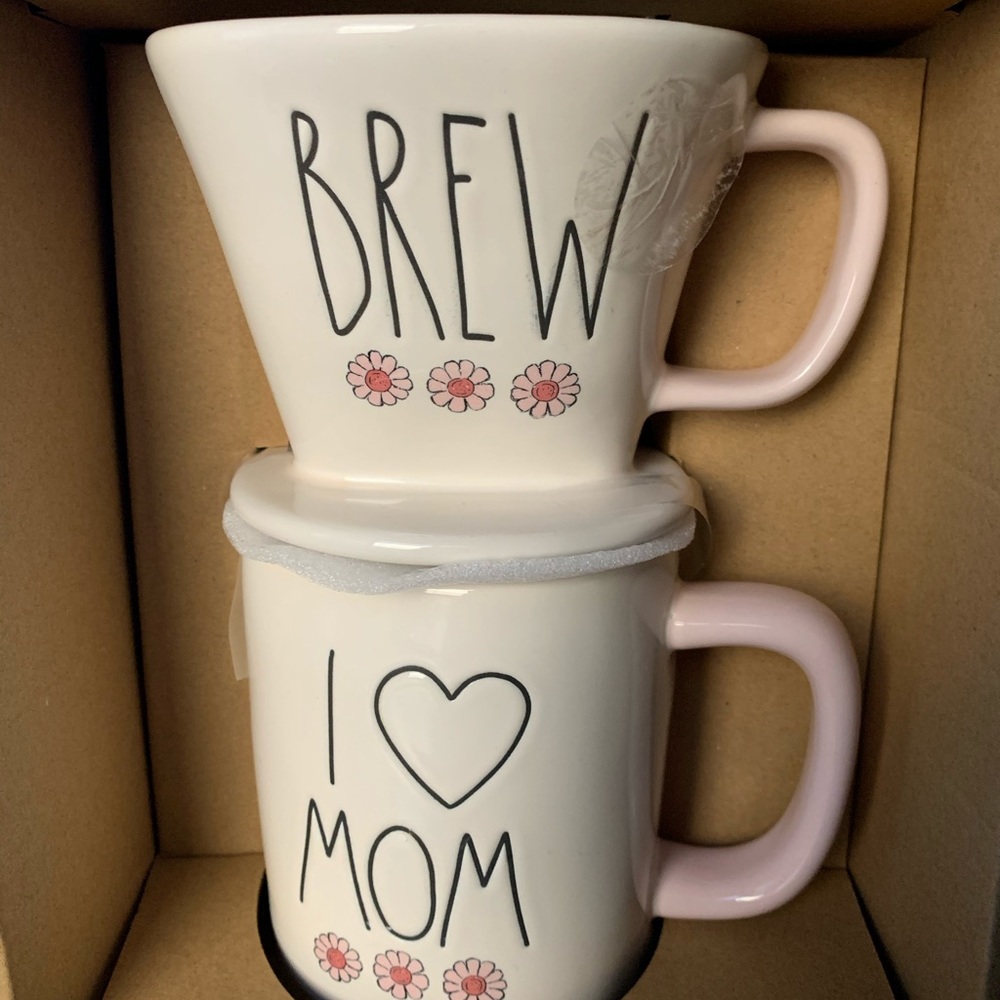 Rae Dunn Coffee Drip & Mug Set Brew & I Love Mom